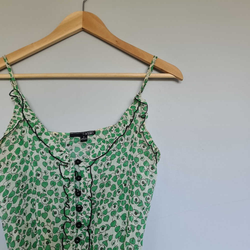 Ladakh Camisole Singlet Top Blouse Green Christmas - Picture 3 of 9